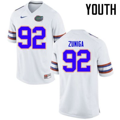 Youth Florida Gators #92 Jabari Zuniga NCAA Nike White Authentic Stitched College Football Jersey KGK2662WW